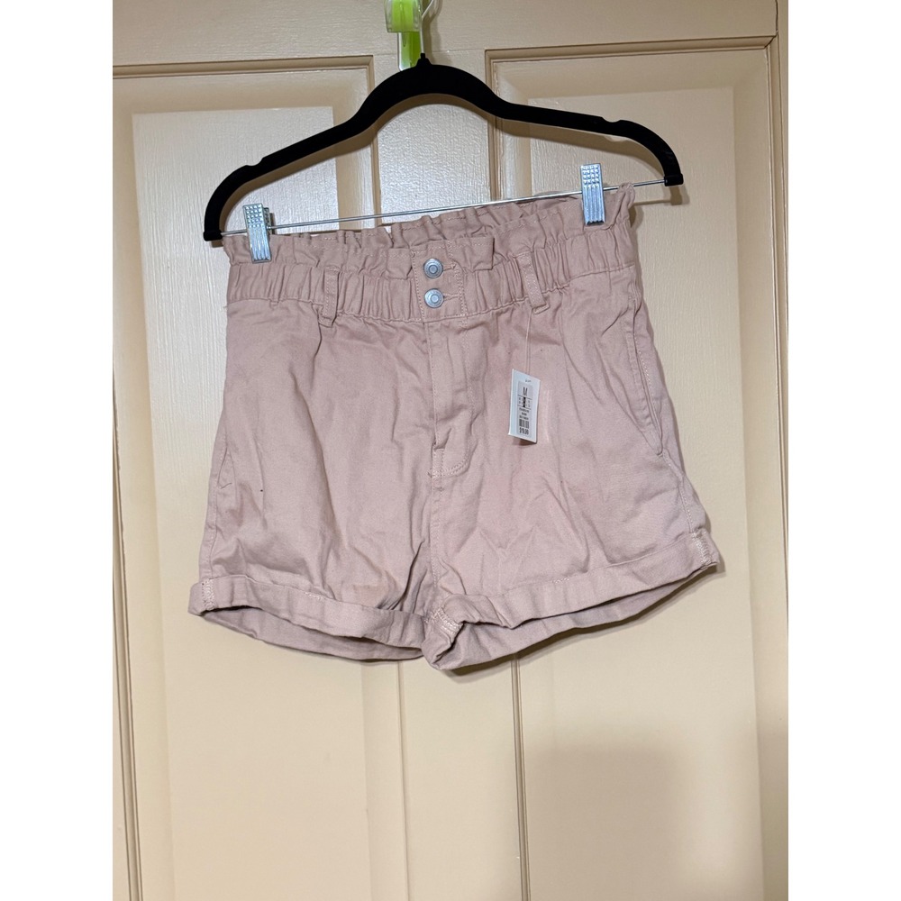 Charlotte Russe Womens Mauve Pink Paperbag Waist High Rise Cuffed Shorts Size M